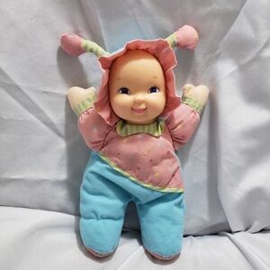 Love Bug Rubber Face Baby Doll Plush 10 Inch Pink Blue Goldberger Company